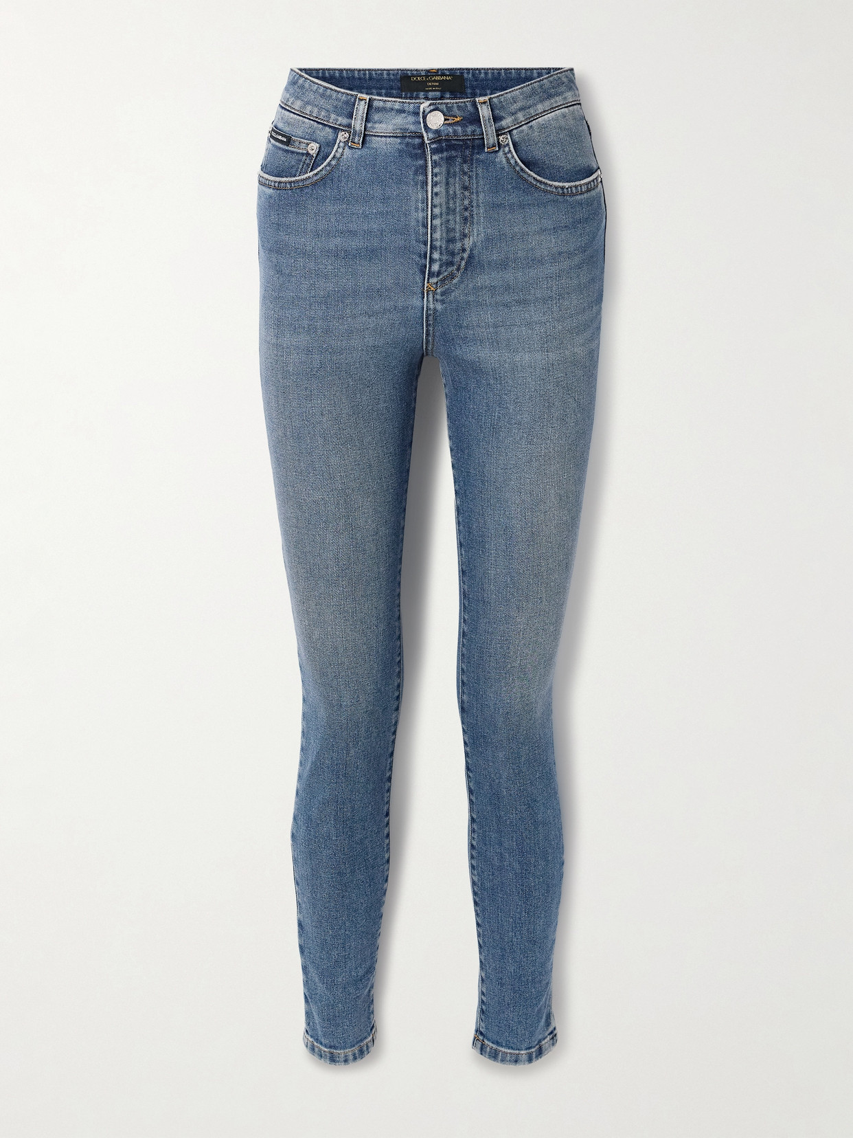 Dolce & Gabbana Appliquéd High-rise Skinny Jeans In Blue