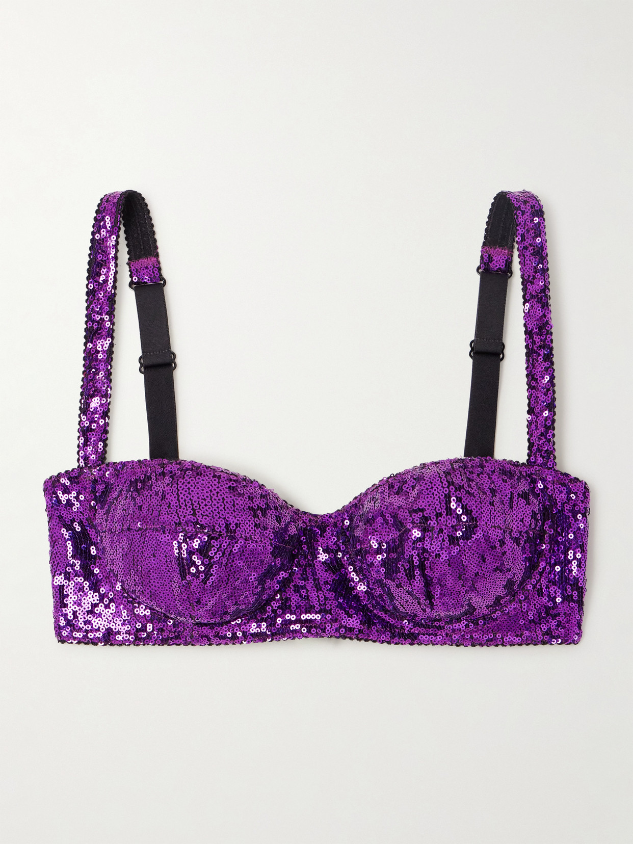 Dolce & Gabbana - Sequined Tulle Underwired Balconette Bra - Purple