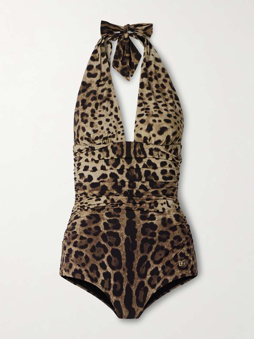 Dolce & Gabbana Leopard-print Halterneck Swimsuit