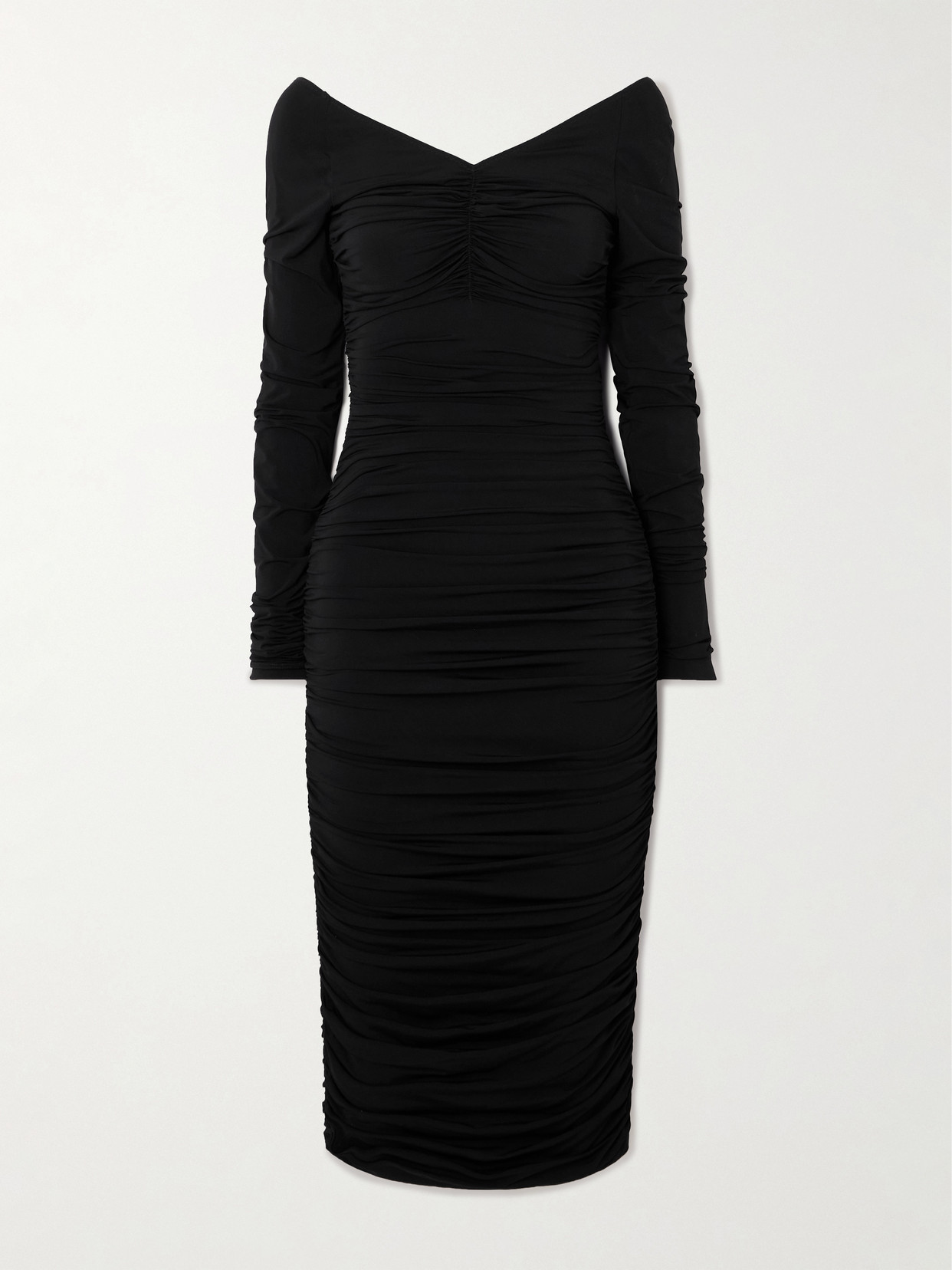 Dolce & Gabbana Ruched Jersey Midi Dress In Black