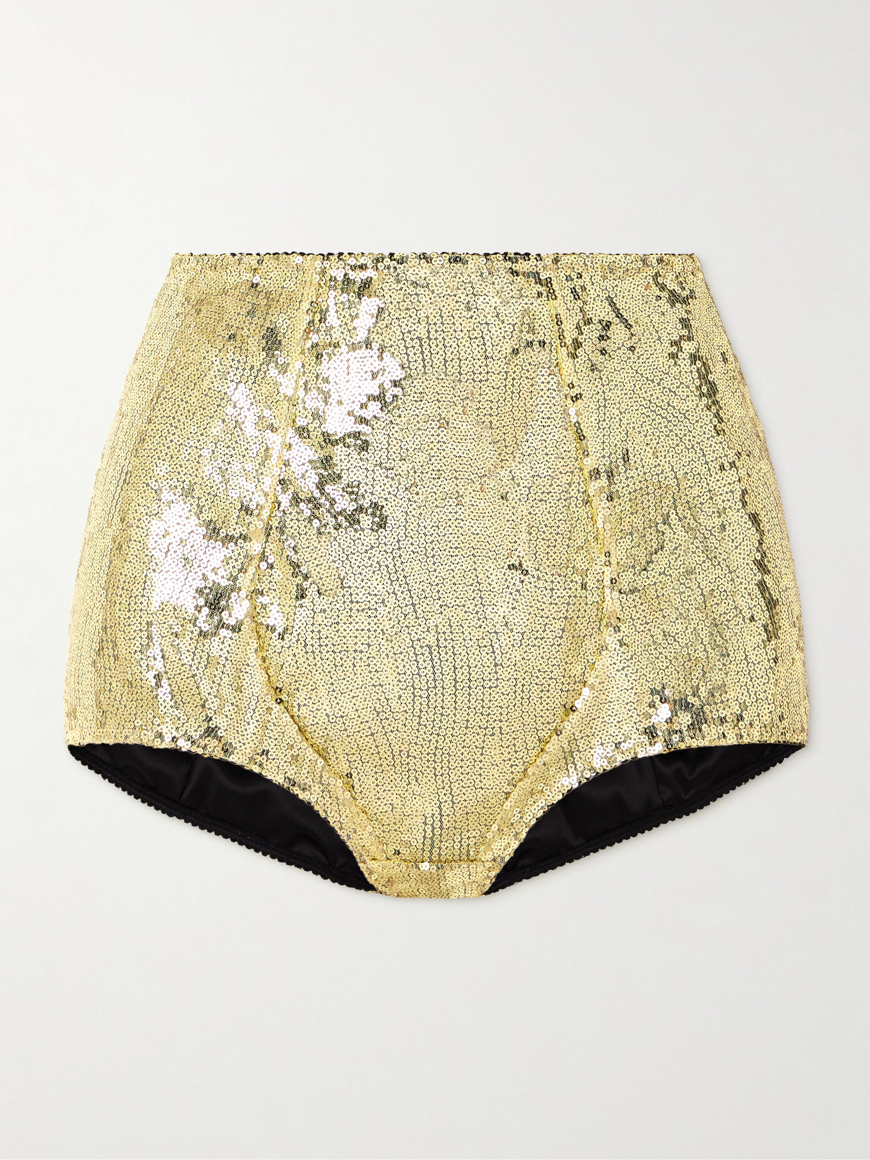 Dolce & Gabbana Sequined Tulle Briefs In Gold