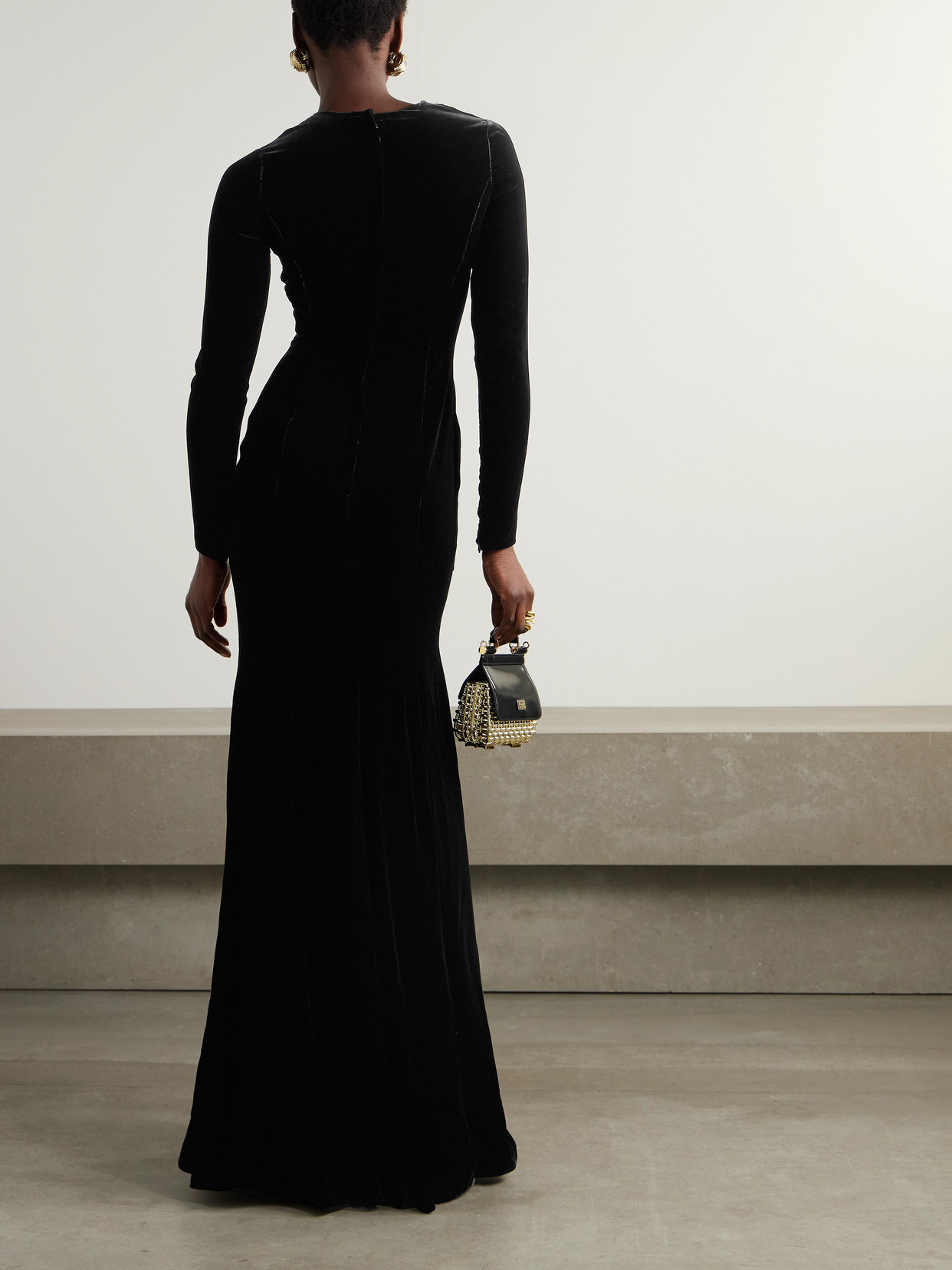 Dolce & Gabbana Velvet Gown In Black