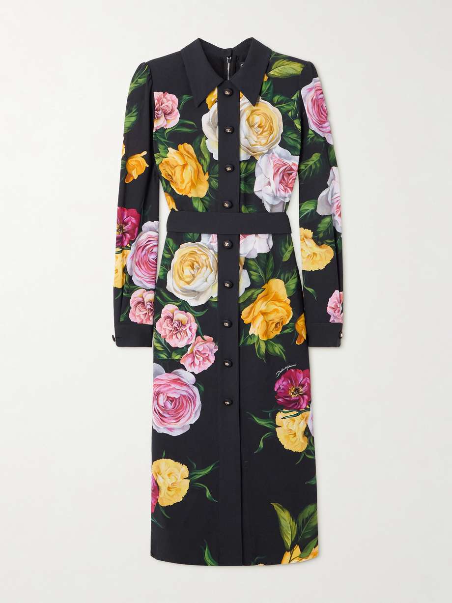 floral-print cady midi dress