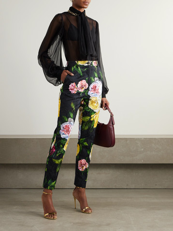Dolce&Gabbana Peonie and Roses floral-print cotton-blend brocade straight-leg pants