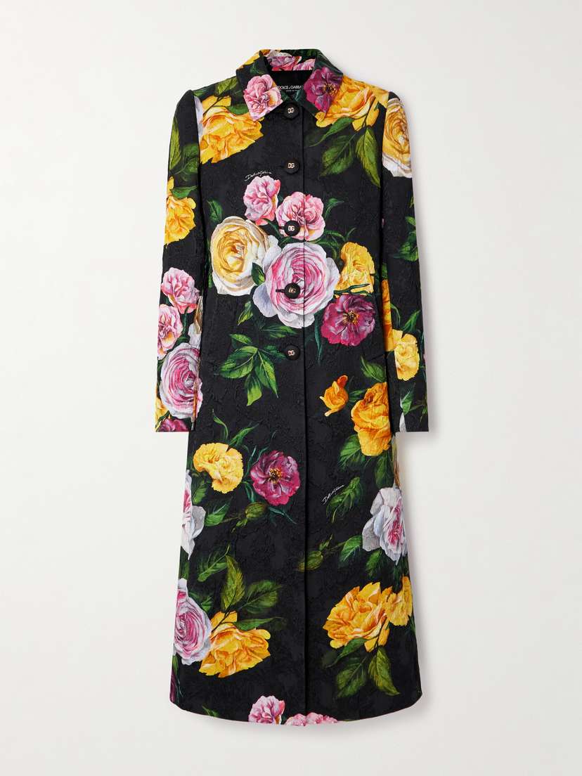 Dolce & Gabbana Floral-print Cotton-blend Cloqué Coat