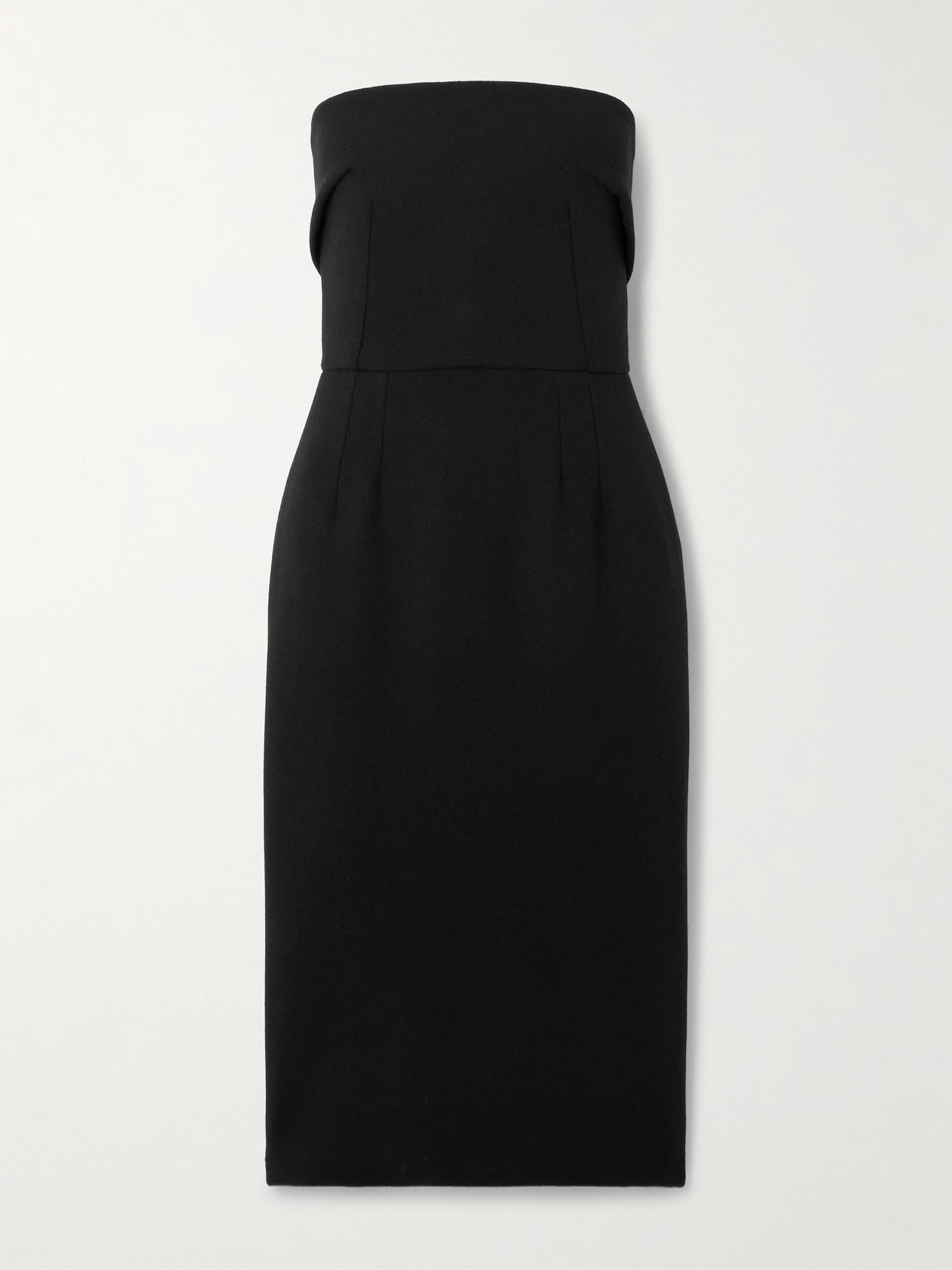 Dolce & Gabbana Strapless Wool-crepe Midi Dress In Black