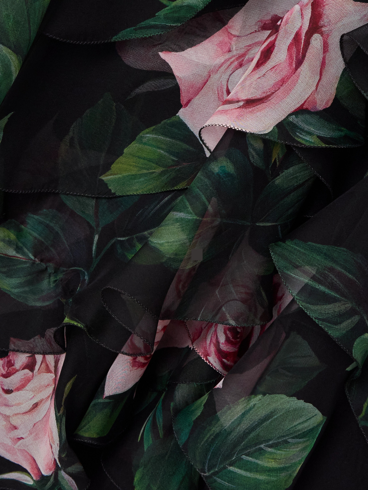 Dolce & Gabbana Tiered Floral-print Silk-chiffon Midi Dress In Black