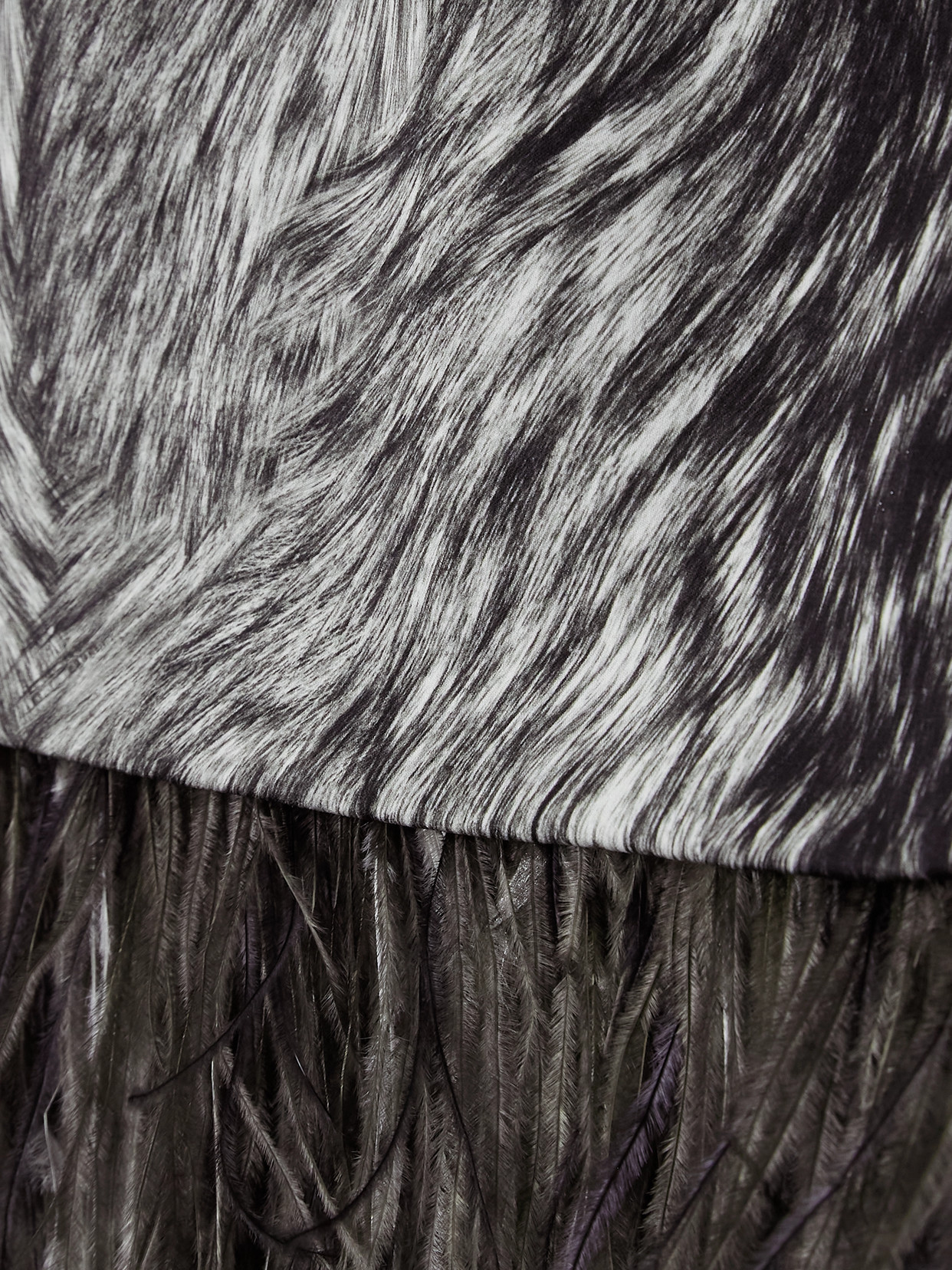 DOLCE & GABBANA FEATHER-TRIMMED PRINTED STRETCH-SILK CHARMEUSE SKIRT