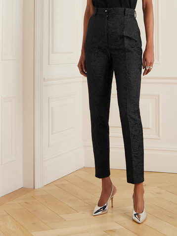 Dolce&Gabbana Floral-jacquard matelassé slim-fit pants