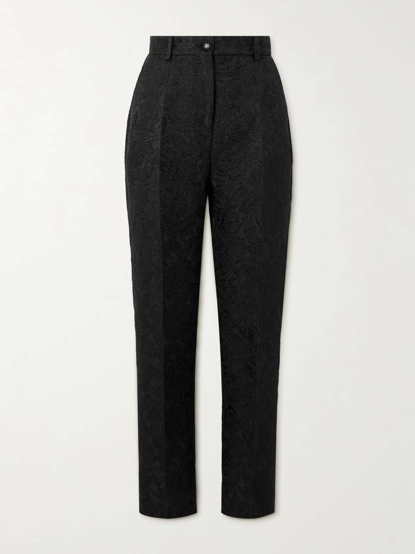Dolce & Gabbana Floral-jacquard Matelassé Slim-fit Pants