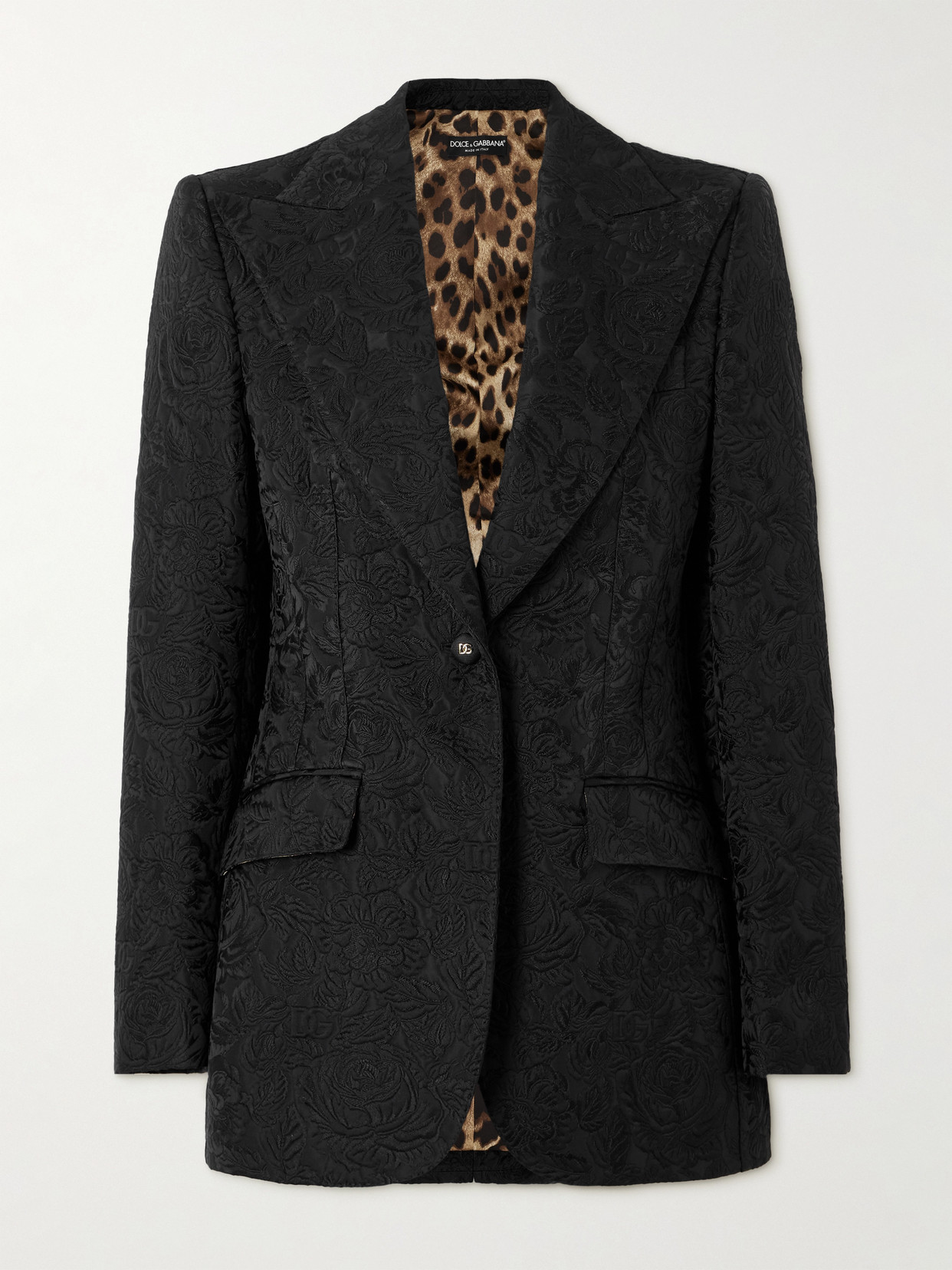 Dolce & Gabbana Floral-jacquard Matelassé Blazer In Black