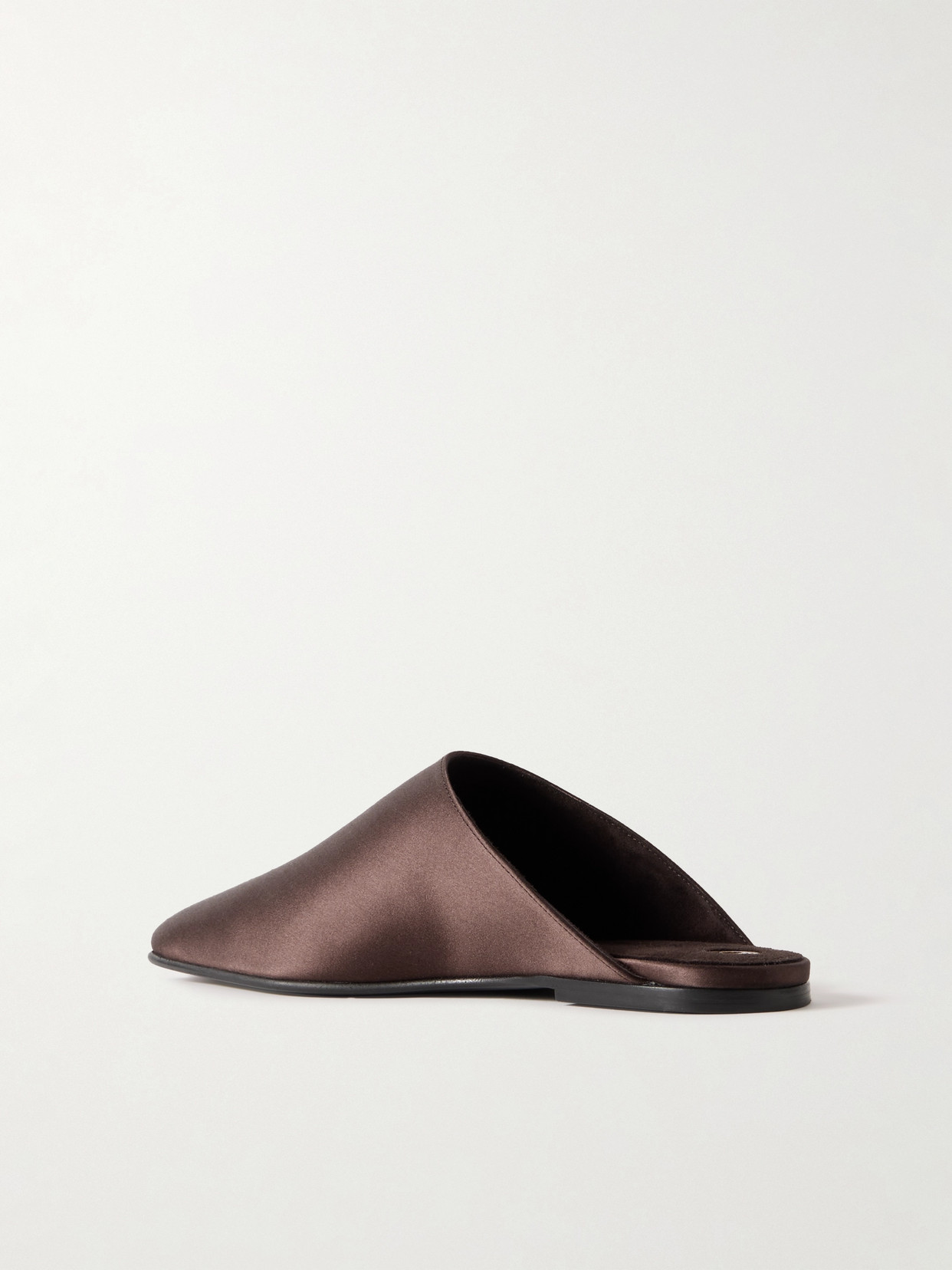 Loro Piana Alba Satin Ballerina Mules In Tabaccao Lonia