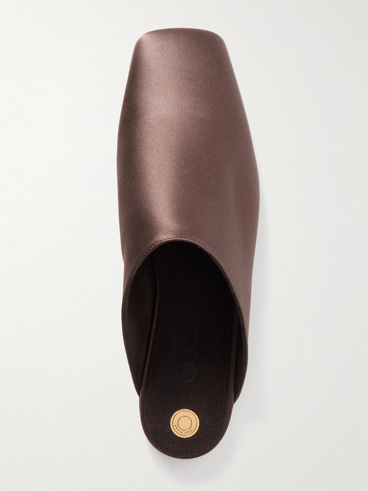 Loro Piana Alba Satin Ballerina Mules In Tabaccao Lonia