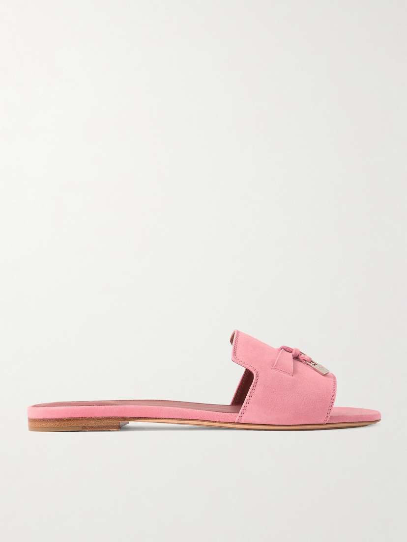 Loro Piana Summer Charms Suede Slides