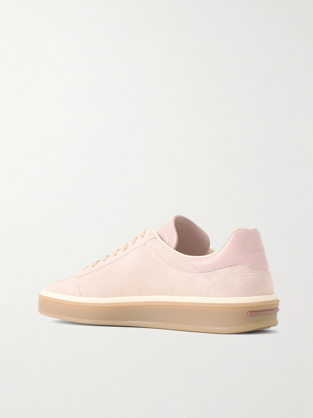 Loro Piana Mixed Leather Low-top Tennis Sneakers In Pink