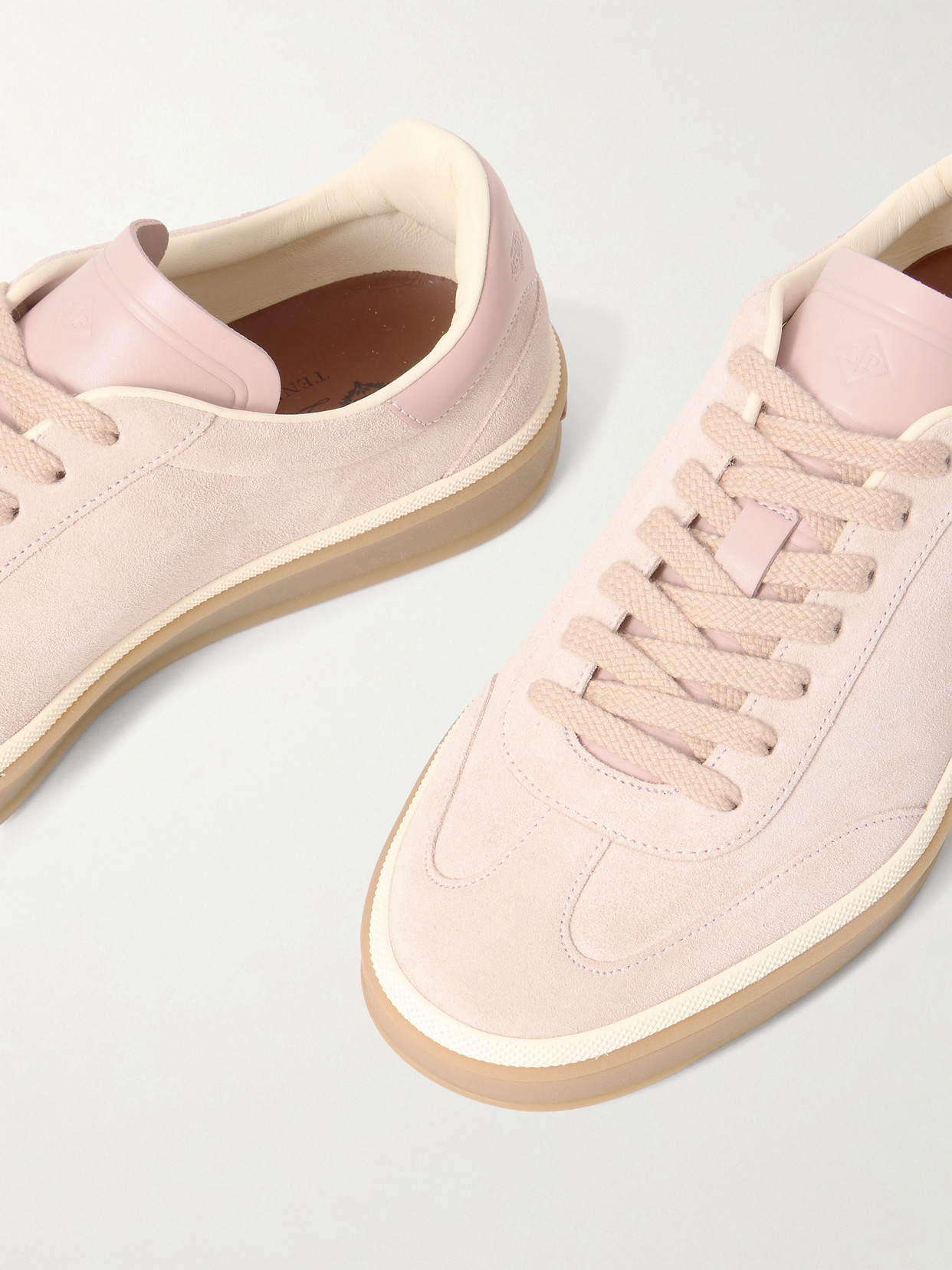 Loro Piana Mixed Leather Low-top Tennis Sneakers In Pink
