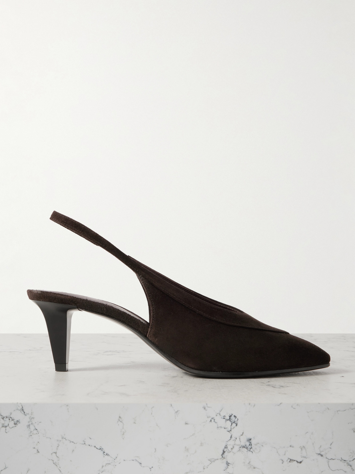 Loro Piana Rebecca Suede Slingback Pumps In Brown