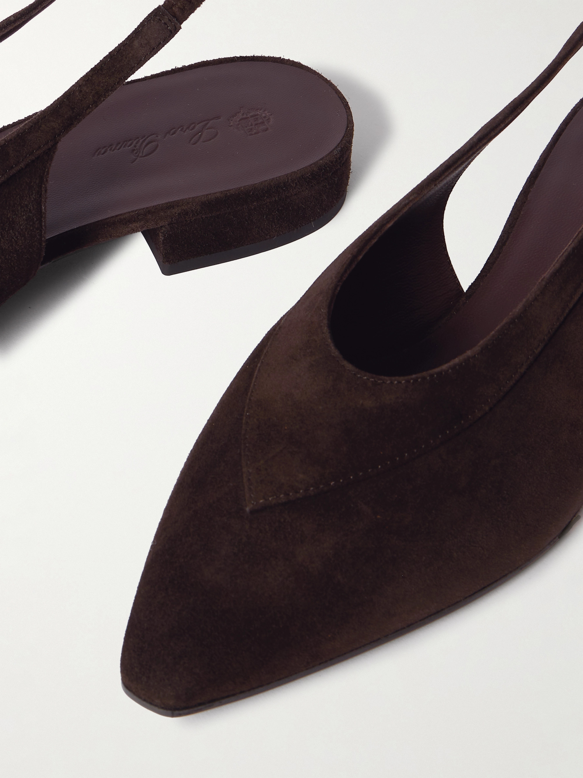 Loro Piana Rebecca layered suede slingback flats thumbnail