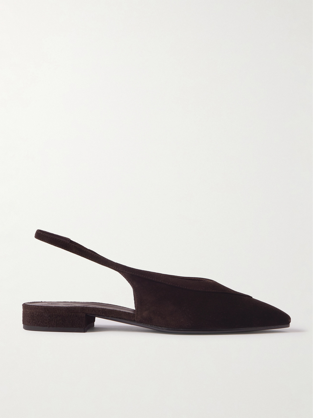 Loro Piana Rebecca Layered Suede Slingback Flats In Brown