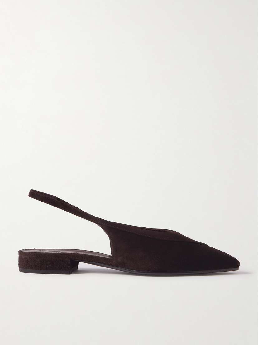 Loro Piana Rebecca Layered Suede Slingback Flats