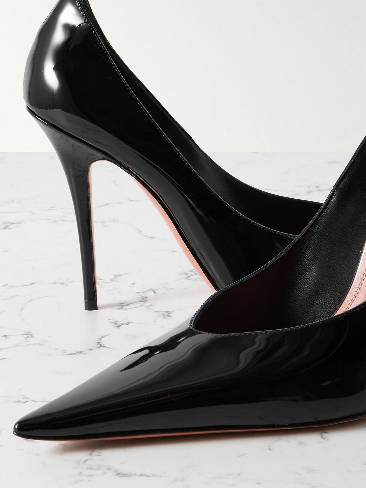 AMINA MUADDI ANOK PATENT-LEATHER POINT-TOE PUMPS