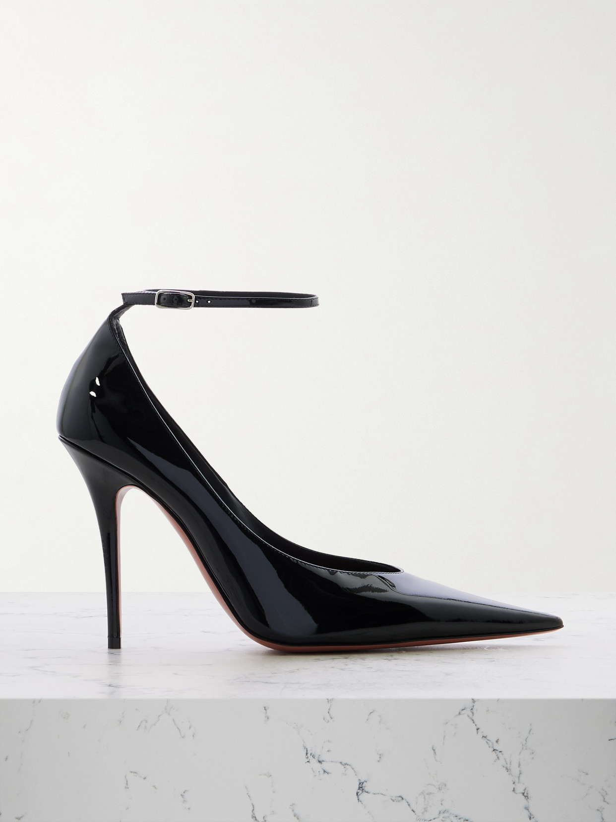 Amina Muaddi - Anok Patent-leather Point-toe Pumps - Black