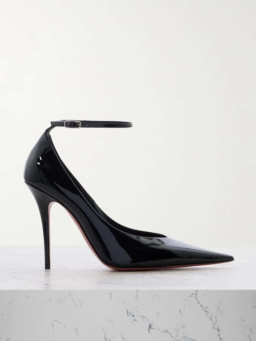 Amina Muaddi Anok Patent-leather Point-toe Pumps