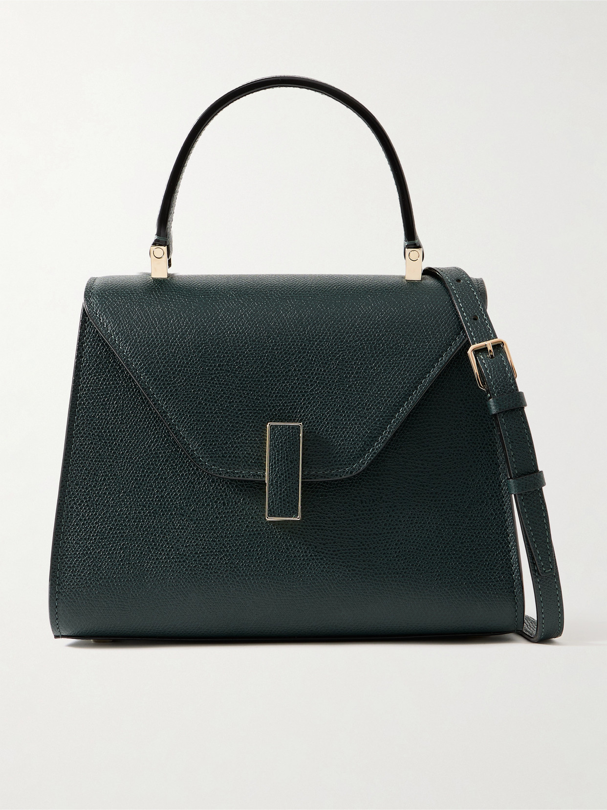 Valextra Iside Mini Textured-leather Tote In Green