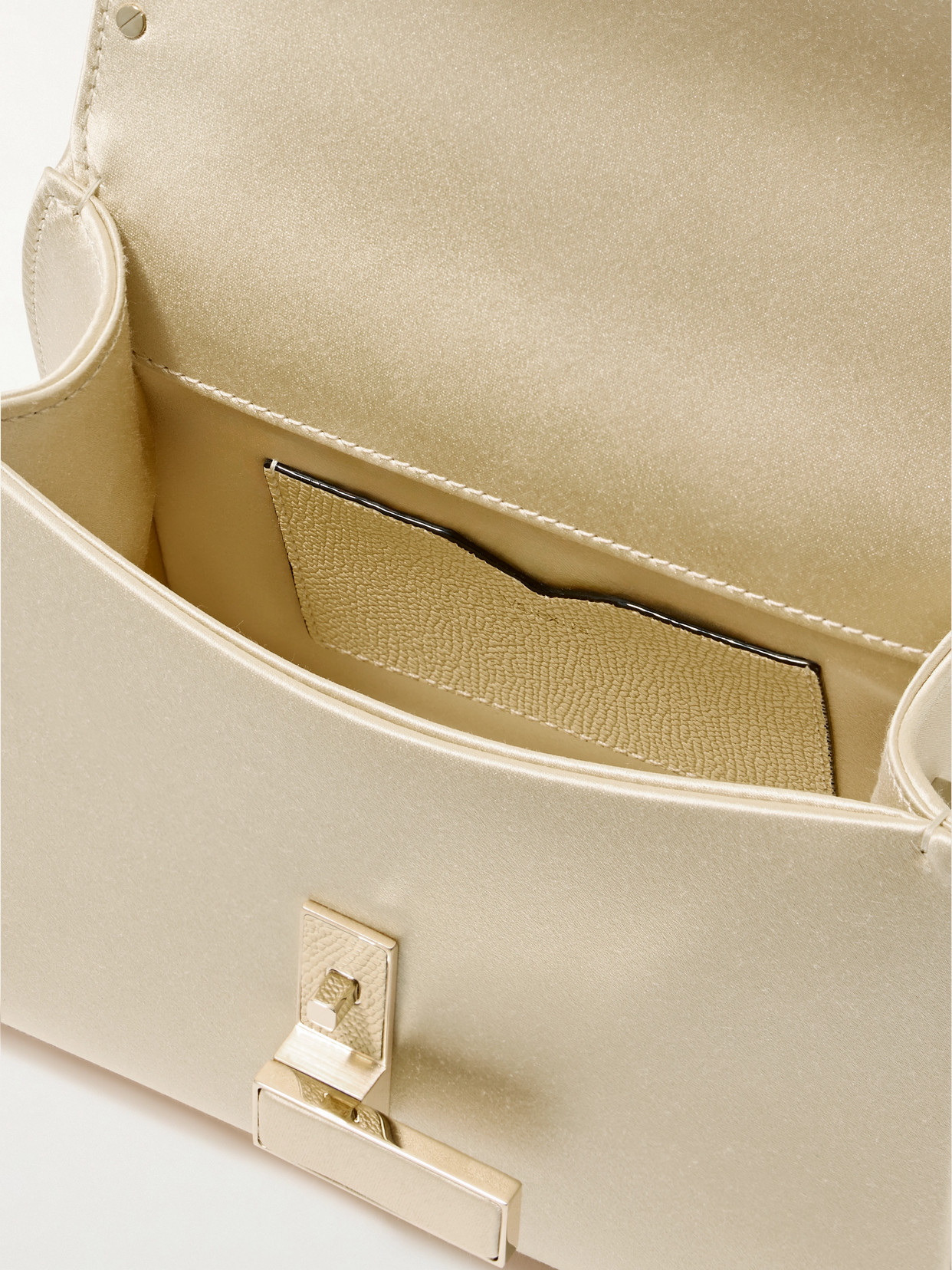 Valextra Iside Micro Satin Tote In Gold