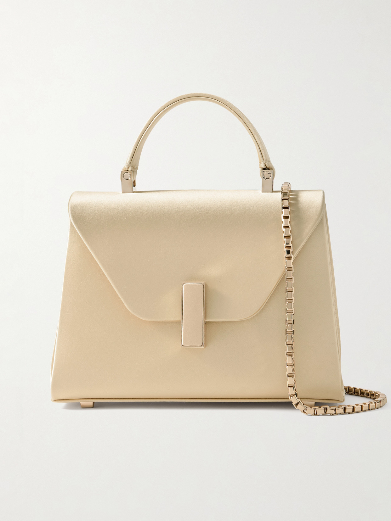 Valextra Iside Micro Satin Tote In Gold