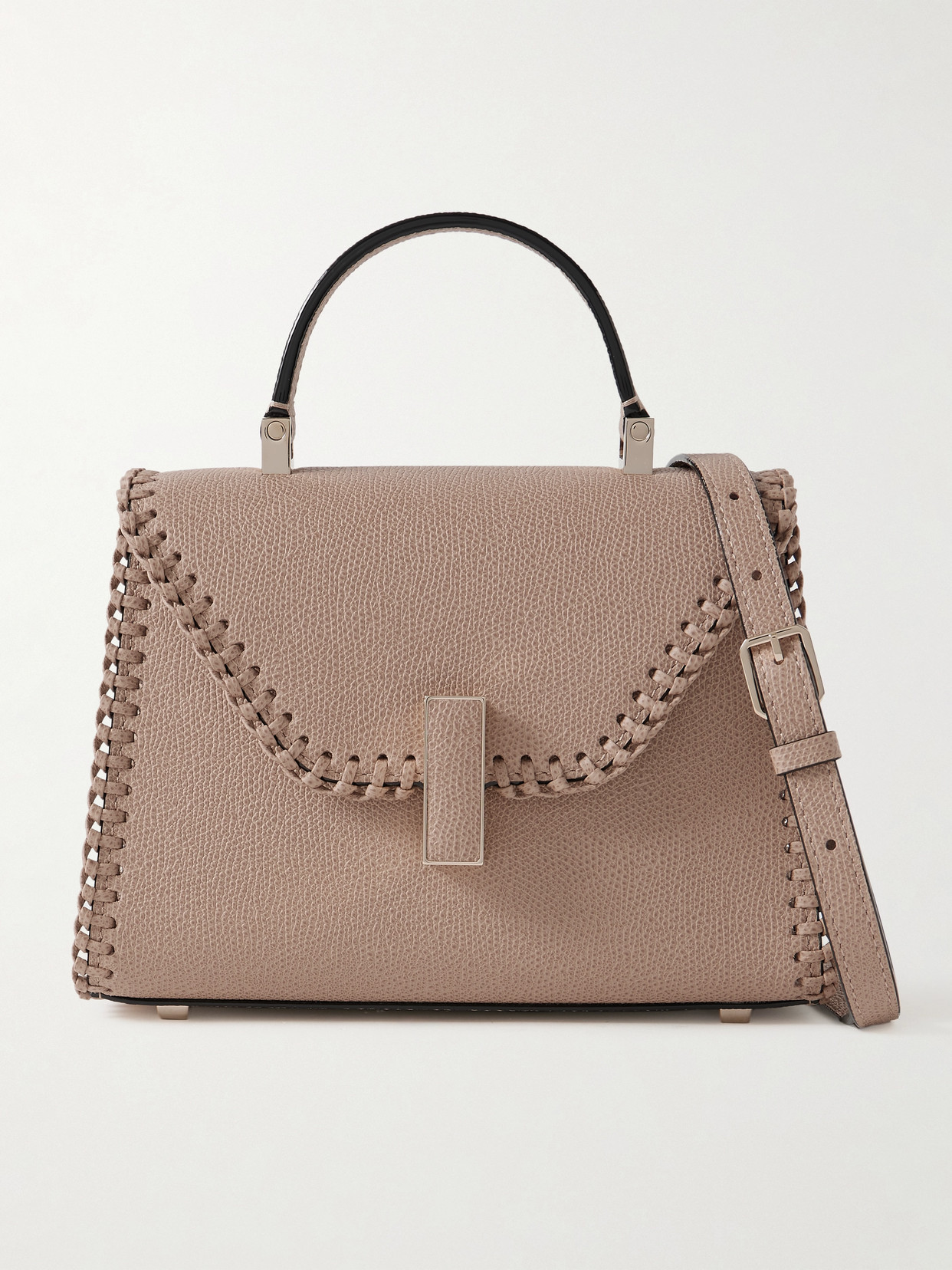 Valextra Iside Micro Whipstitched Textured-leather Tote In Neutrals