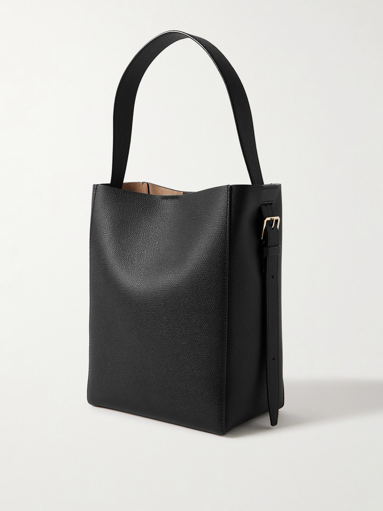 Valextra Small Textured-leather Bucket Bag In Black