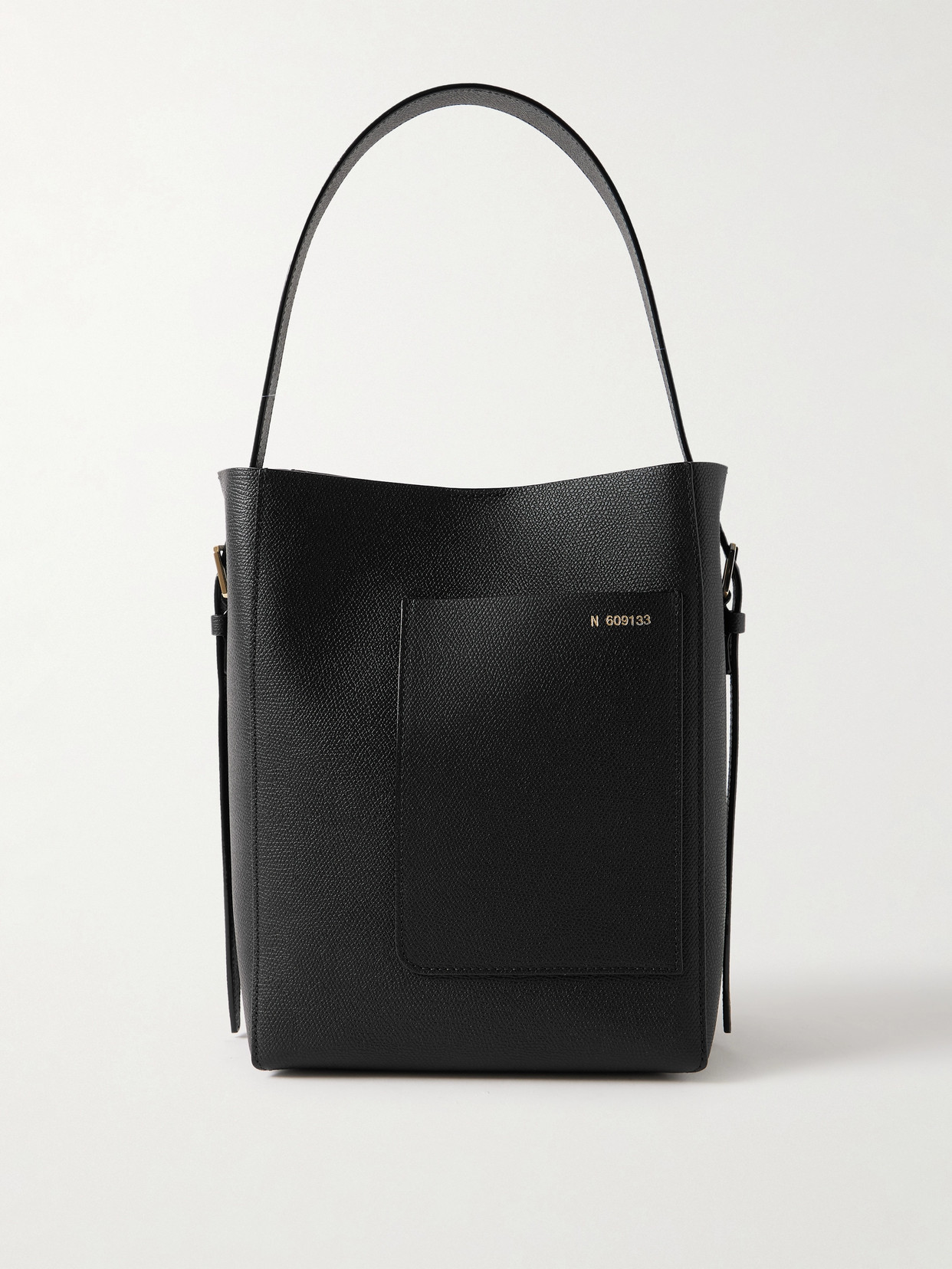 Valextra Small Textured-leather Bucket Bag In Black