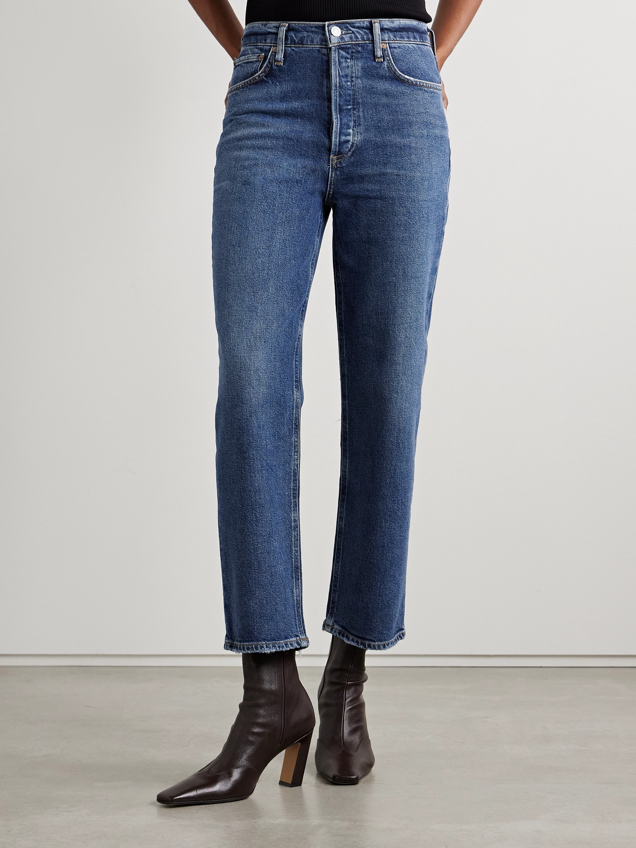 Agolde Valen Straight Leg Jeans With Faded Wash In Blue
