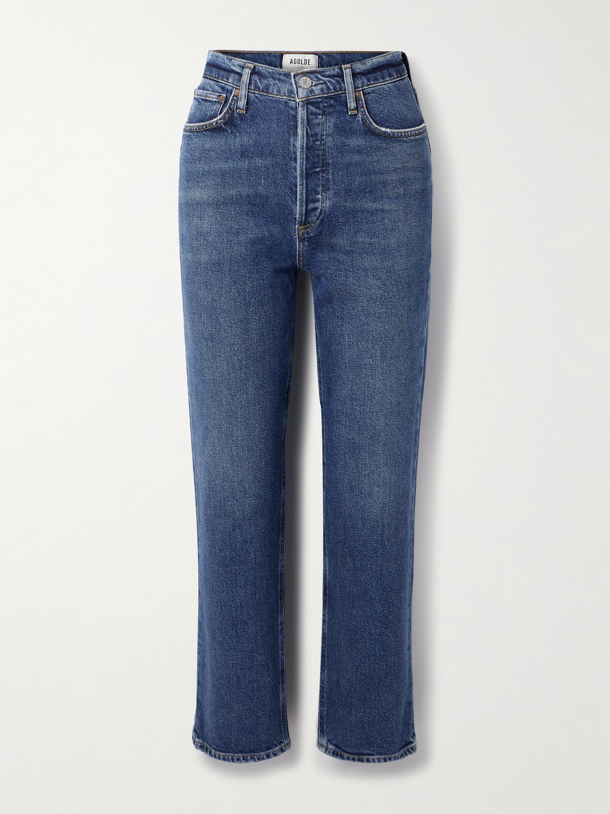Agolde Valen Straight Leg Jeans With Faded Wash In Blue
