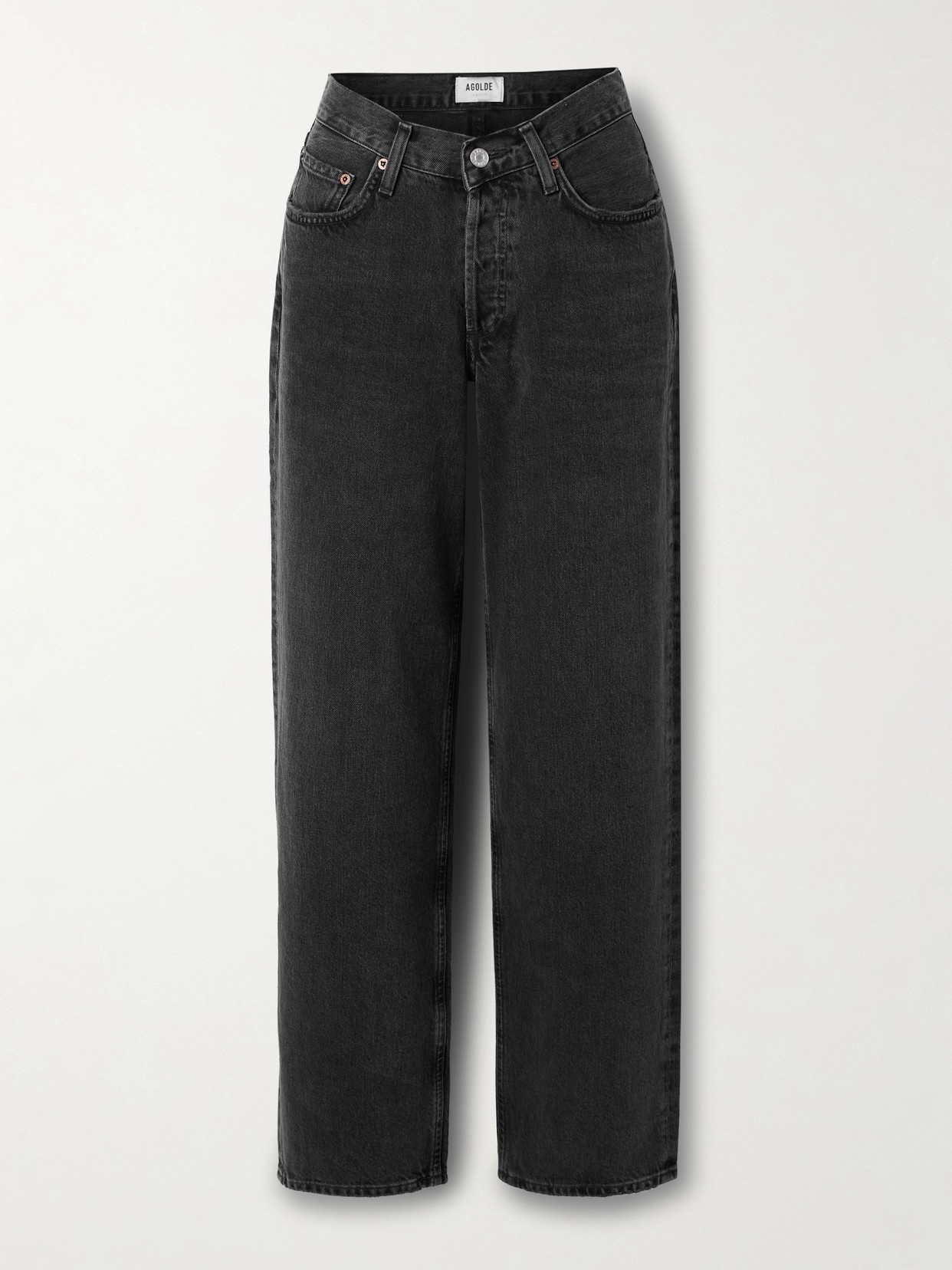 Agolde V-waist Baggy Mid-rise Straight-leg Jeans In Black