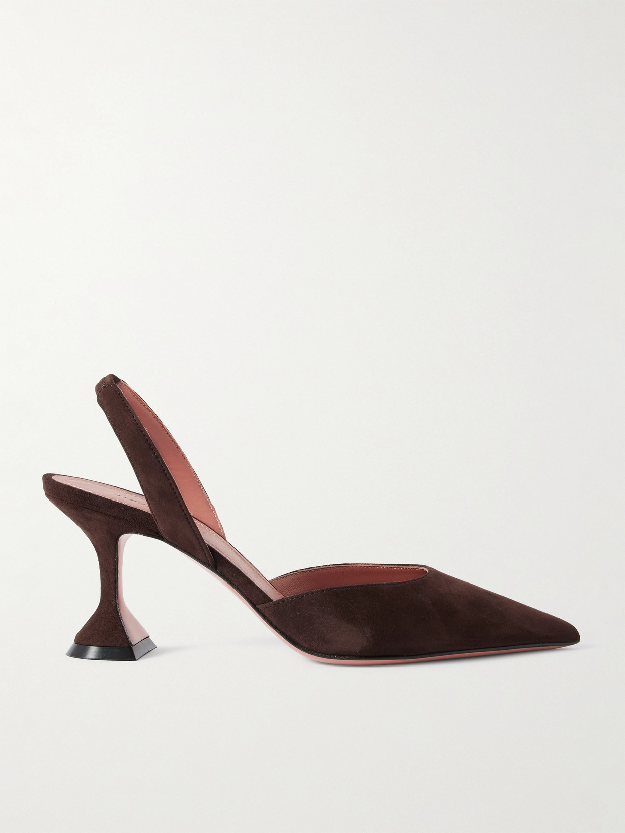 Amina Muaddi Holli Suede Slingback Pumps In Brown