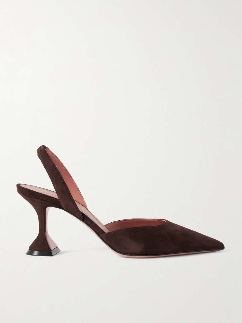 Amina Muaddi Holli Suede Slingback Pumps