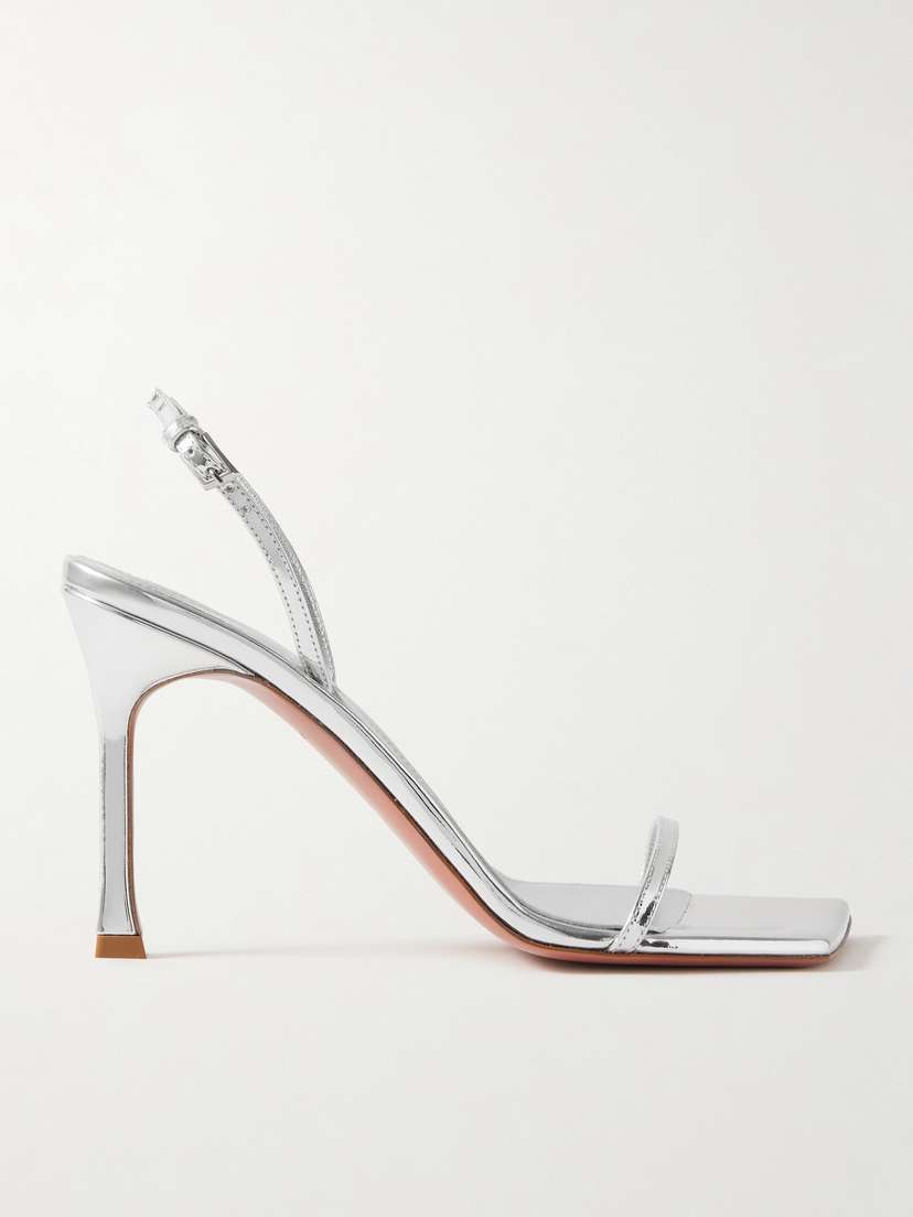 Amina Muaddi Maya Mirrored-leather Sandals
