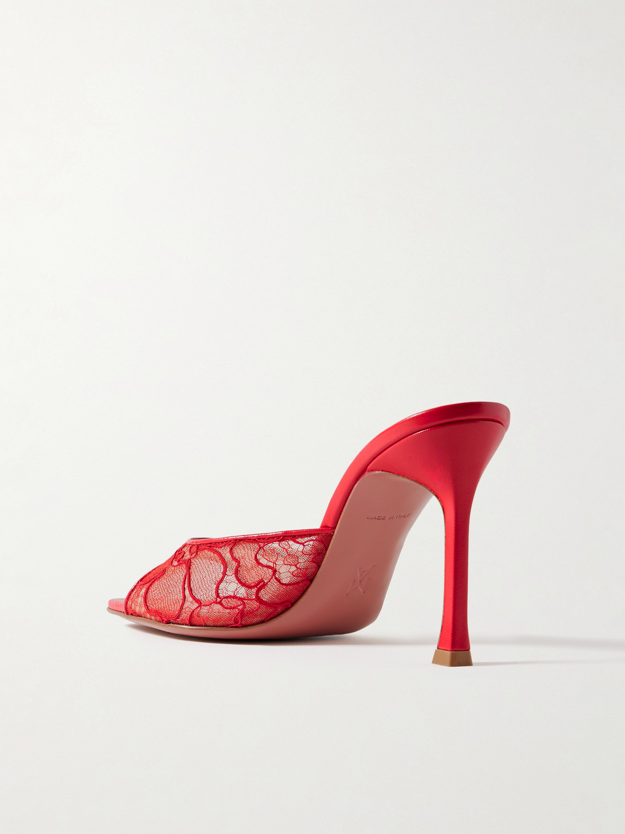 Amina Muaddi Alexa Corded Lace And Leather Pumps In Red