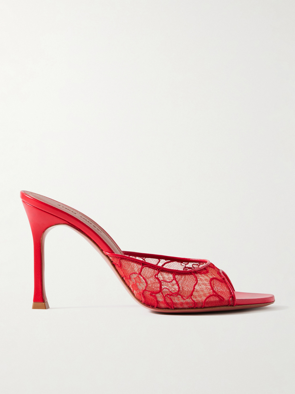 Amina Muaddi Alexa Corded Lace And Leather Pumps In Red
