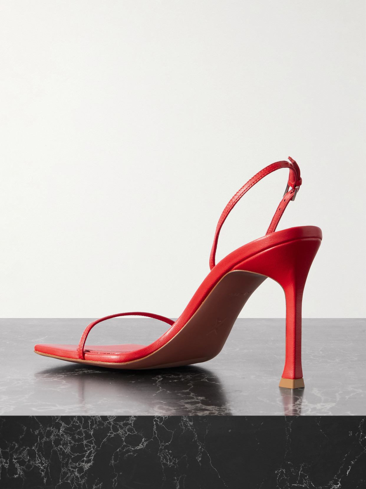 Amina Muaddi Maya Leather Sandals In Red