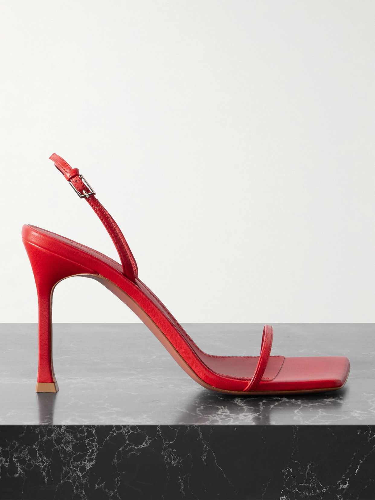 Amina Muaddi Maya Leather Sandals In Red