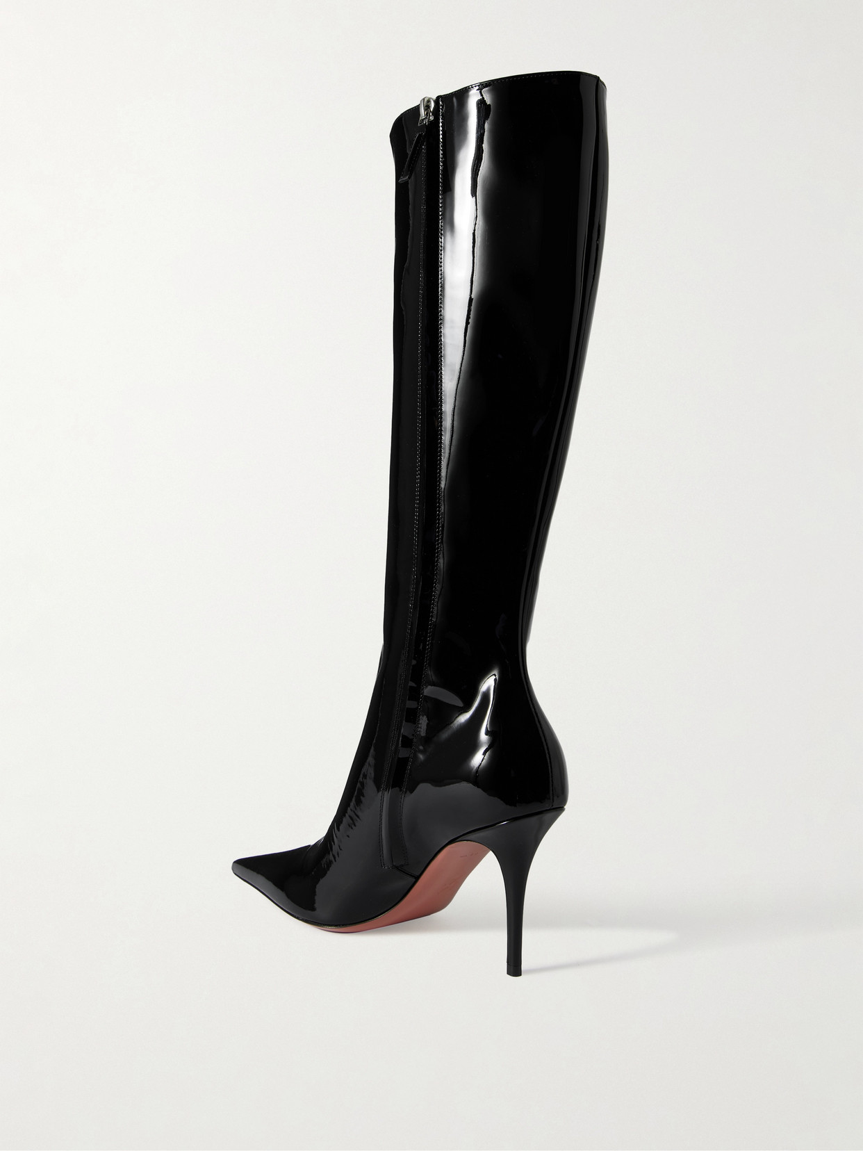 Amina Muaddi Barbara Patent-leather Knee Boots In Black