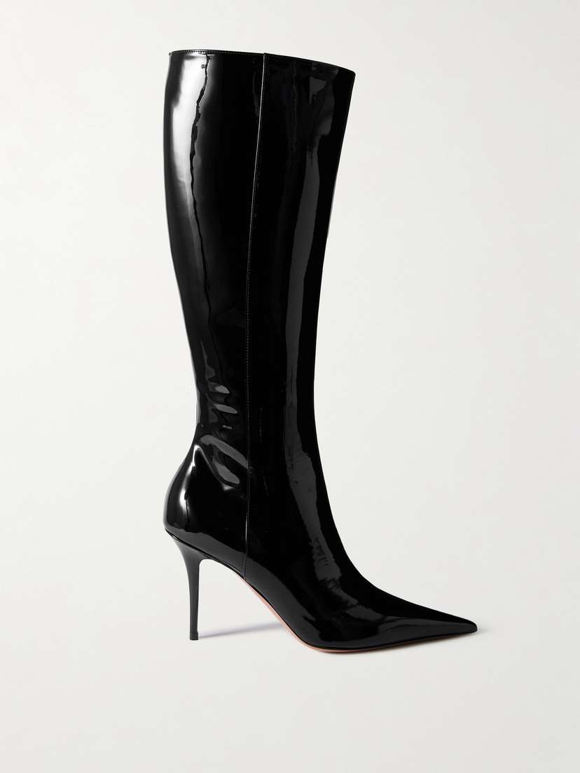 Amina Muaddi Barbara Patent-leather Knee Boots