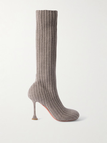 AMINA MUADDI Veneda ribbed stretch-knit sock boots