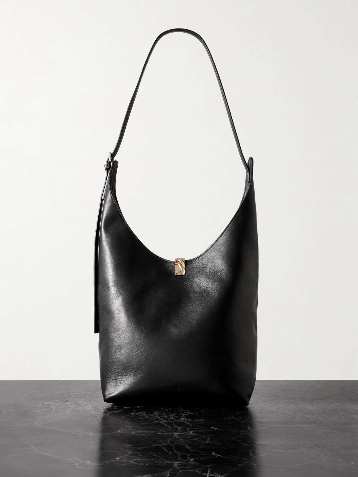 Loulou De Saison Andrea Leather Shoulder Bag In Black