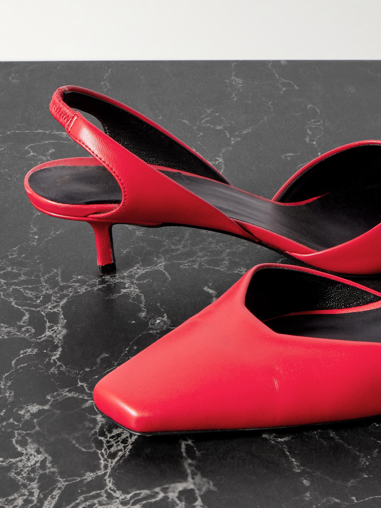 Loulou De Saison Akila Leather Slingback Pumps In Red