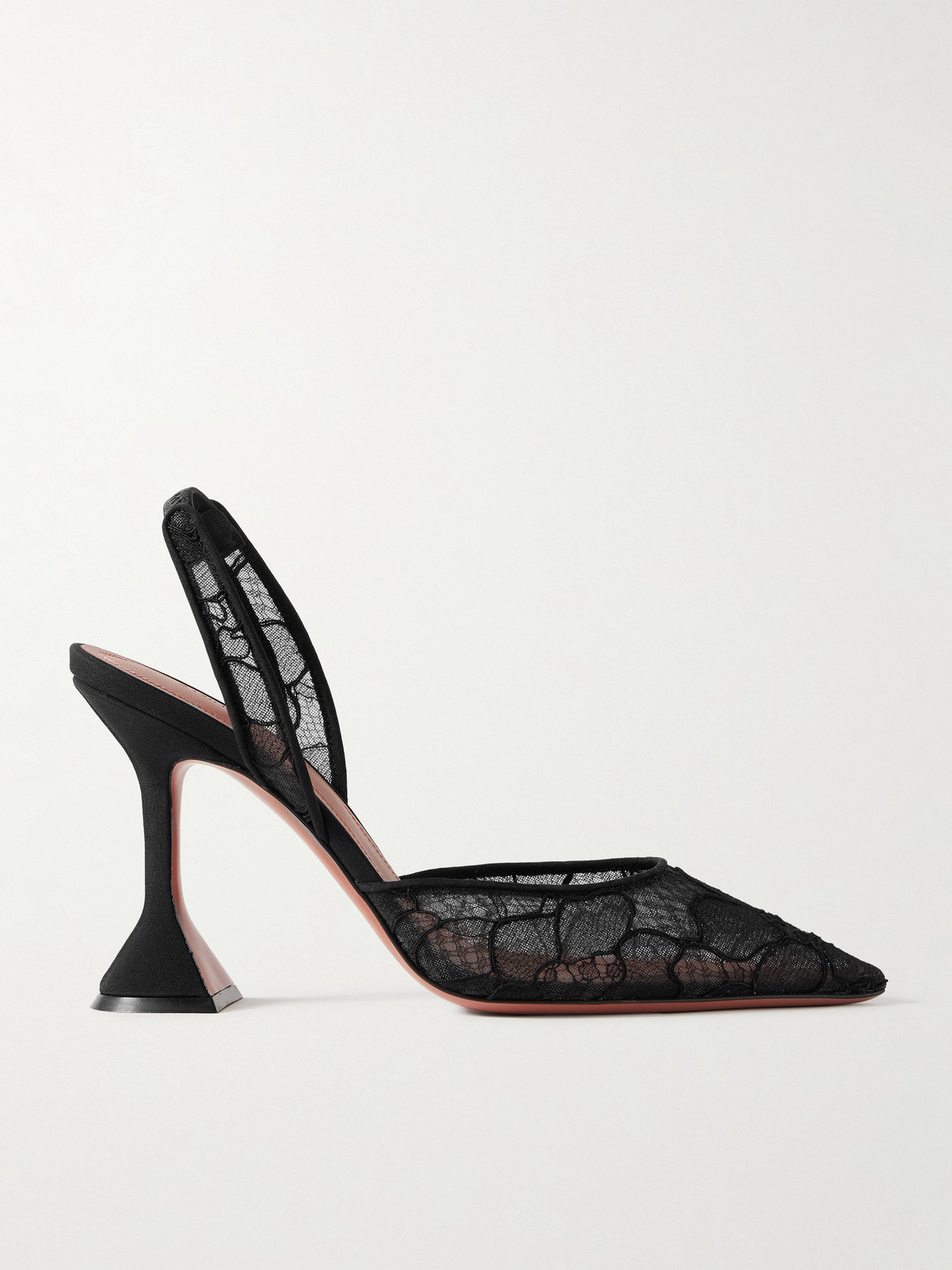 Amina Muaddi - Holli Corded Lace Slingback Pumps - Black