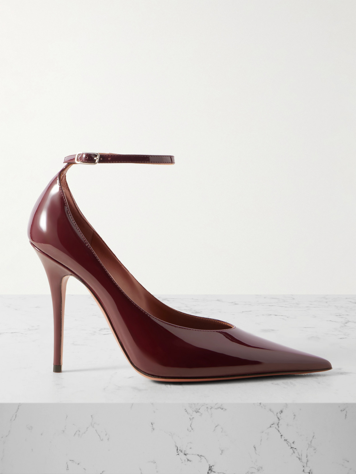 Amina Muaddi - Anok Patent-leather Pumps - Burgundy